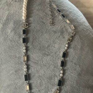 CHANEL Black and Silver Pearl Necklace